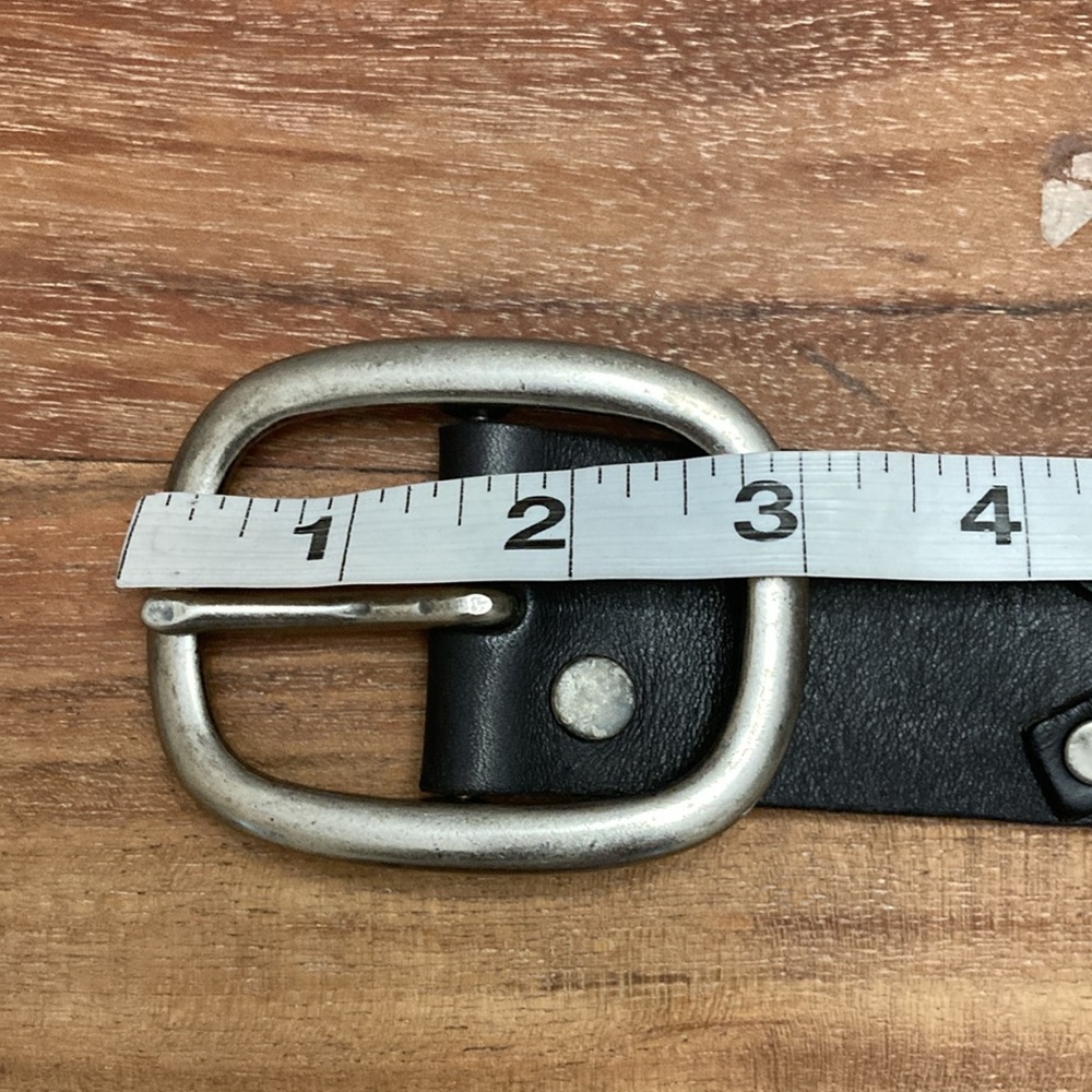 VINTAGE LUCKY BRAND 1990’S Black Genius Leather Belt with Silver Buckle F-M - Picture 9 of 11